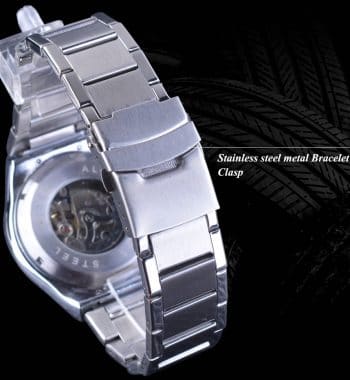 นาฬิกาข้อมือ Forsining สายสแตนเลสเงิน รุ่น GMT1065