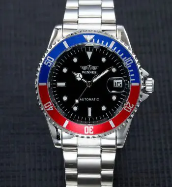 นาฬิกาข้อมือ Winner สายสแตนเลสเงิน น้ำเงินแดง รุ่น WRG806