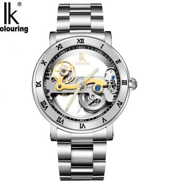 นาฬิกาข้อมือ IK Colouring สายสแตนเลส ขอบเงิน รุ่น Perspective II