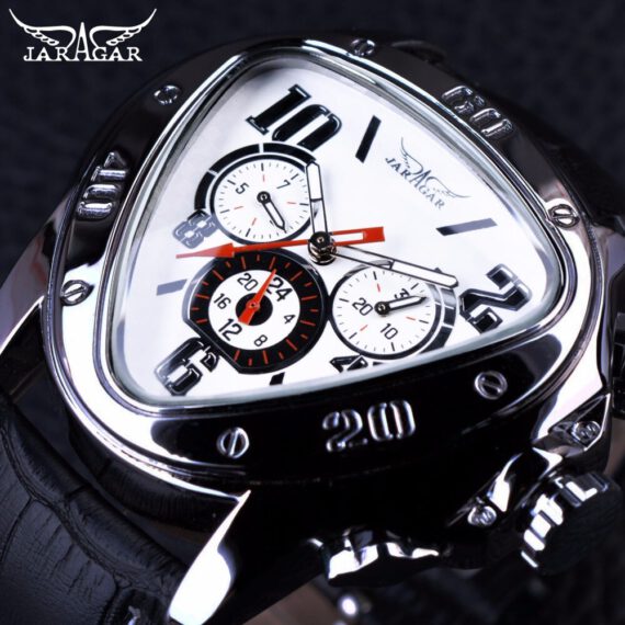 นาฬิกาข้อมือ Jaragar สายหนังสีดำ รุ่น JRG012